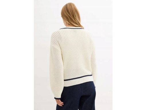 B.P.C sweter rozpinany śmietankowo-granatowy 44/46.