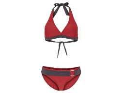 B.P.C bikini z wiązaniem na szyi i figami z paskiem bordowo-szare 38.
