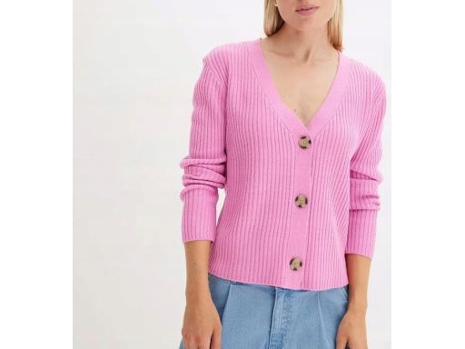 B.P.C różowy sweter rozpinany gruby prążek 40/42.