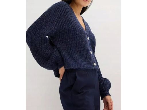 B.P.C sweter rozpinany granatowy melanż kardigan 48/50.