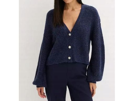 B.P.C sweter rozpinany granatowy melanż kardigan 48/50.