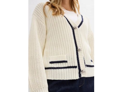 B.P.C sweter rozpinany śmietankowo-granatowy 52/54.