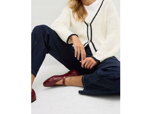 B.P.C sweter rozpinany śmietankowo-granatowy 52/54.