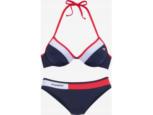 KangaROOS bikini na fiszbinach granatowo- czerwone 38 E