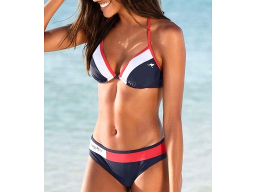 KangaROOS bikini na fiszbinach granatowo- czerwone 38 E