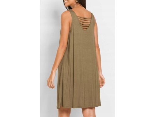 B.P.C sukienka plażowa khaki w motyle ^36/38