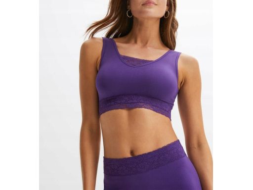 B.P.C biustonosz Feel Comfort fioletowy z koronką top r.XL