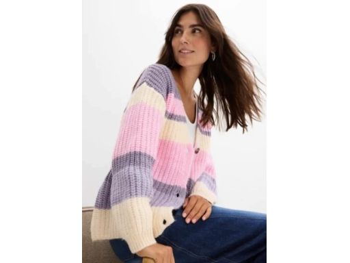 B.P.C sweter rozpinany dzianinowy w paski 44/46.