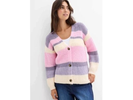 B.P.C sweter rozpinany dzianinowy w paski 44/46.