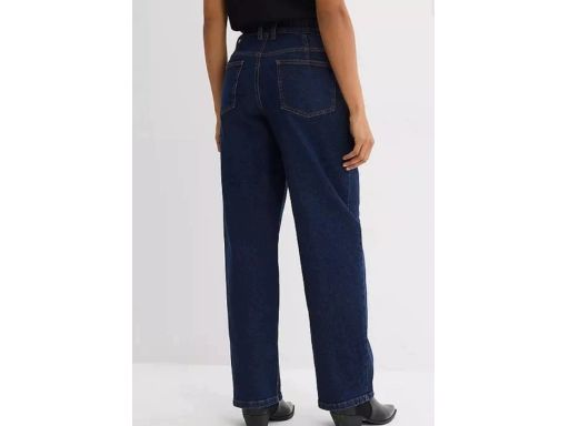 B.P.C spodnie barrel ciemny jeans damskie z wiązanym paskiem 50.