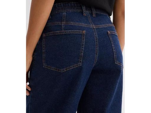 B.P.C spodnie barrel ciemny jeans damskie z wiązanym paskiem 50.