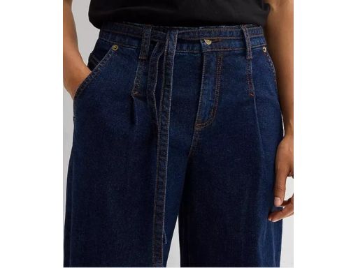 B.P.C spodnie barrel ciemny jeans damskie z wiązanym paskiem 50.