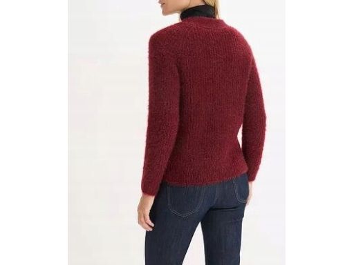 B.P.C sweter rozpinany włochaty bordowy 44/46.
