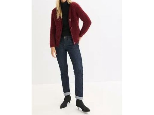 B.P.C sweter rozpinany włochaty bordowy 44/46.