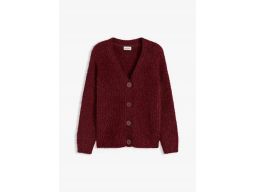 B.P.C sweter rozpinany włochaty bordowy 44/46.