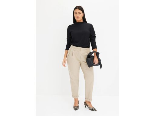 B.P.C beżowe spodnie 7/8 wysoki stan paperbag r.46