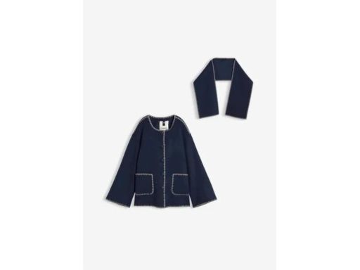 B.P.C kurtka-bluza wełniana granatowa z szalikiem 48.