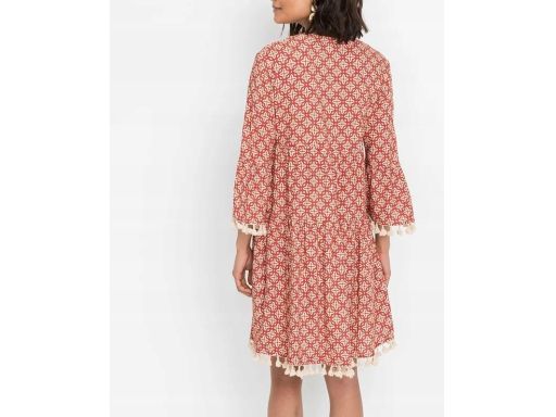 B.P.C sukienka tunikowa we wzory z frędzlami boho 46.