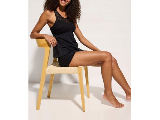 B.P.C tankini czarne z ażurową koronką i bokserkami 50.