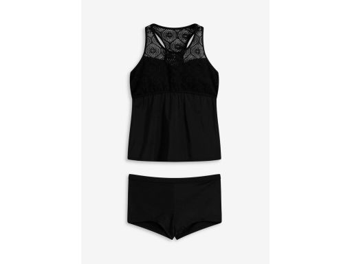 B.P.C tankini czarne z ażurową koronką i bokserkami 50.