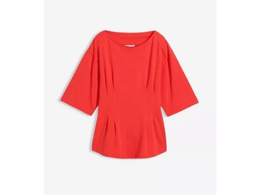 B.P.C t-shirt taliowany czerwony z zaszewkami 48/50.