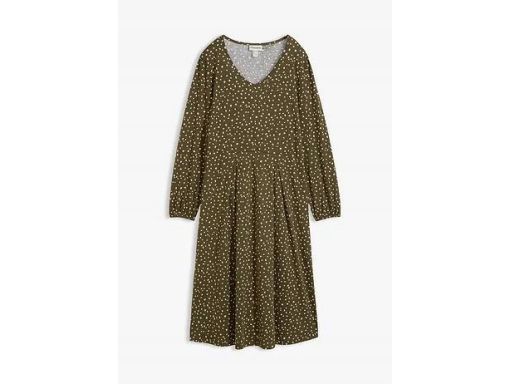 B.P.C sukienka khaki midi we wzorki 44/46.