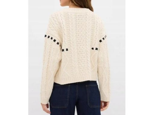 B.P.C sweter beżowo-czarny ze splotem 44/46.