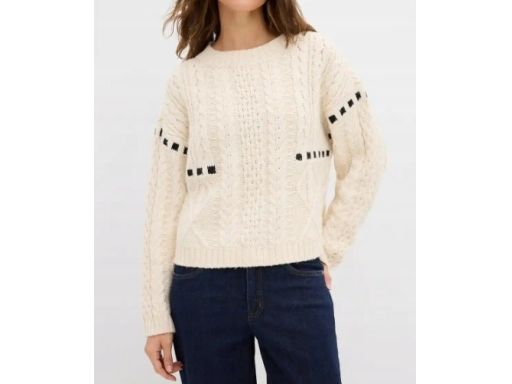 B.P.C sweter beżowo-czarny ze splotem 44/46.