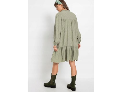 B.P.C sukienka z falbanami pistacjowa r.46