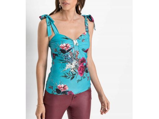 B.P.C turkusowy top w kwiaty ^36/38