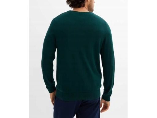 B.P.C sweter dzianinowy męski ciemnozielony z domieszką wełny r.XXL