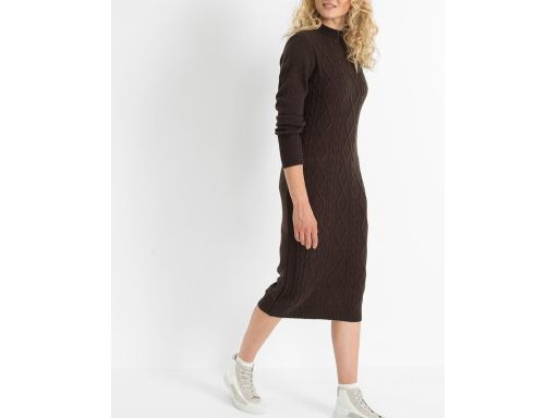 B.P.C dzianinowa sukienka brązowa midi r.32/34