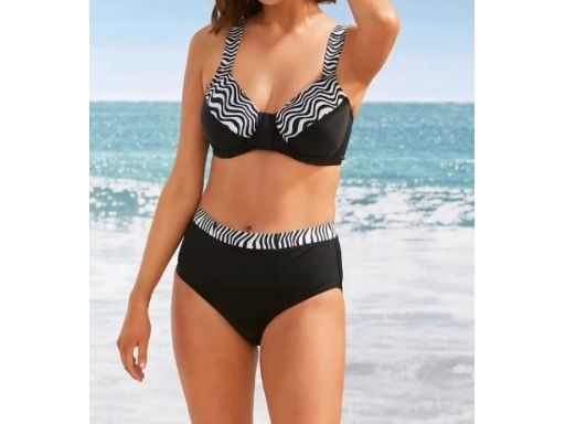 B.P.C bikini minimizer oliwkowy wzór zebry z figami r.38(75E)