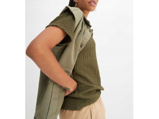 B.P.C khaki t-shirt oversize z krepy r.40/42