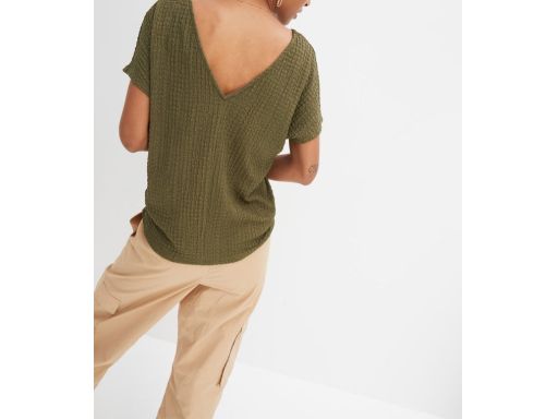 B.P.C khaki t-shirt oversize z krepy r.40/42