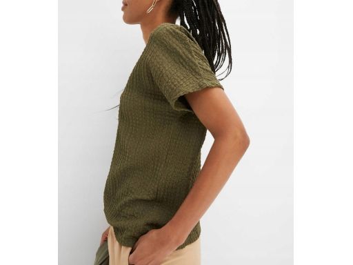 B.P.C khaki t-shirt oversize z krepy r.40/42