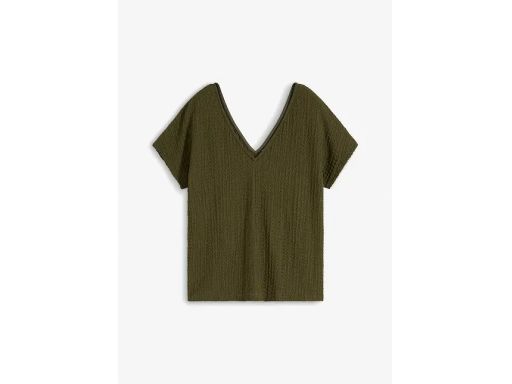 B.P.C khaki t-shirt oversize z krepy r.40/42