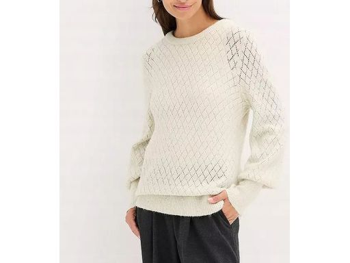 B.P.C sweter kamienisty beż z cekinami ażurowy r.40/42