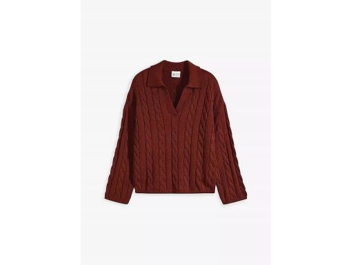 B.P.C brązowy sweter w warkocze z kołnierzykiem domieszka kaszmiru r.5