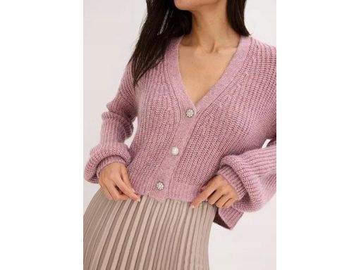 B.P.C sweter różowy z metaliczną nitką krótki domieszka wełny r.40/42