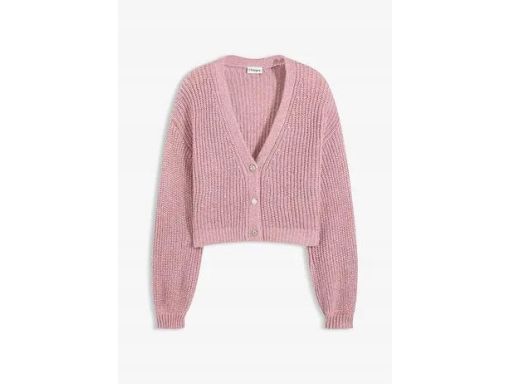 B.P.C sweter różowy z metaliczną nitką krótki domieszka wełny r.40/42