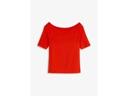 B.P.C t-shirt carmen pomarańczowo-czerwony z wiskozy 40/42.