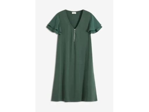 B.P.C sukienka shirtowa zielona z szyfonowymi rękawkami 44/46.