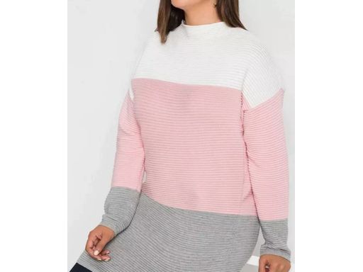 B.P.C sweterek oversize dłuższy, prążkowany w pasy r.32/34