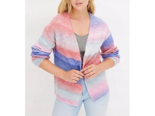 B.P.C sweter ombre cieniowany bez zapięcia z wełną r.48/50