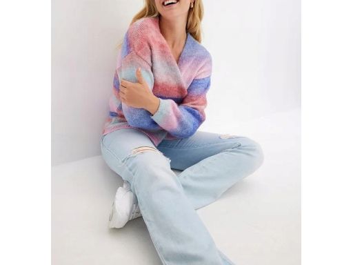 B.P.C sweter ombre cieniowany bez zapięcia z wełną r.48/50