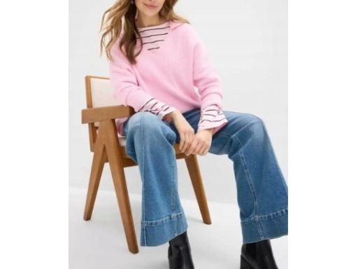B.P.C sweter oversize różowy polo z kołnierzykiem 48/50.