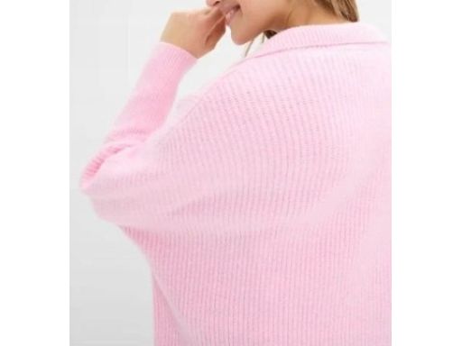 B.P.C sweter oversize różowy polo z kołnierzykiem 48/50.