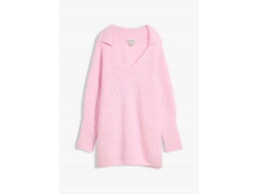 B.P.C sweter oversize różowy polo z kołnierzykiem 48/50.