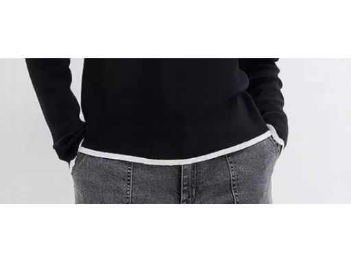B.P.C sweter dzianinowy czarny z białym wykończeniem 48/50.